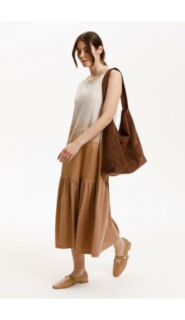 ЕВТ 5081/светлый беж,охра коричневая платье