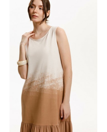 ЕВТ 5081/светлый беж,охра коричневая платье