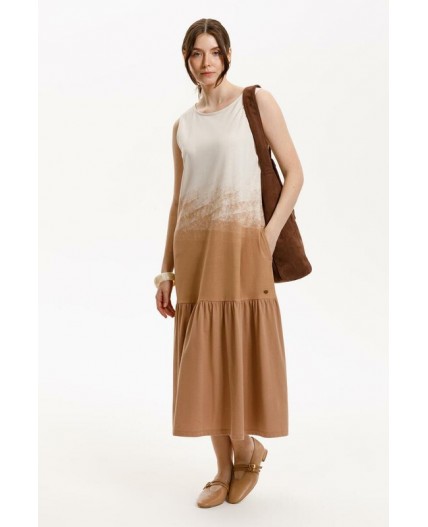 ЕВТ 5081/светлый беж,охра коричневая платье