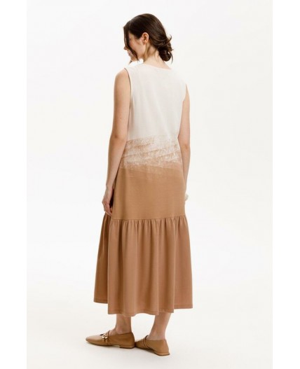 ЕВТ 5081/светлый беж,охра коричневая платье