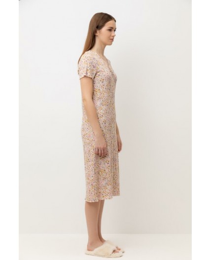 Е 10062/матовый беж,цветочное настроение сорочка ночная