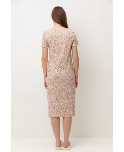 Е 10062/матовый беж,цветочное настроение сорочка ночная