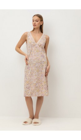 Е 10064/матовый беж,цветочное настроение сорочка ночная