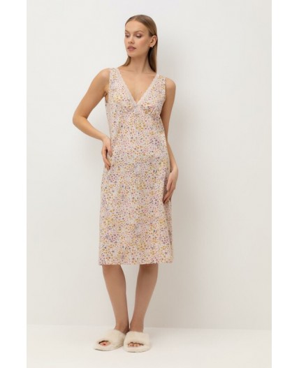 Е 10064/матовый беж,цветочное настроение сорочка ночная