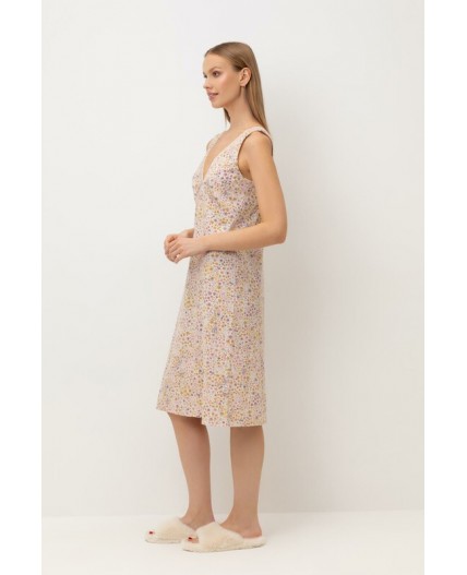 Е 10064/матовый беж,цветочное настроение сорочка ночная