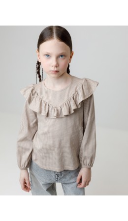 КР 302177/бежевый,гусиная лапка к625 блузка