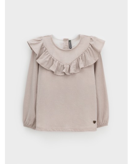 КР 302177/бежевый,гусиная лапка к625 блузка