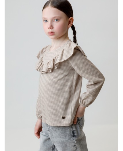 КР 302177/бежевый,гусиная лапка к625 блузка