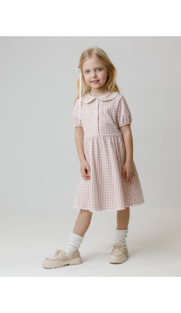 КР 5932/розовый лед,маленькая клетка к601 платье