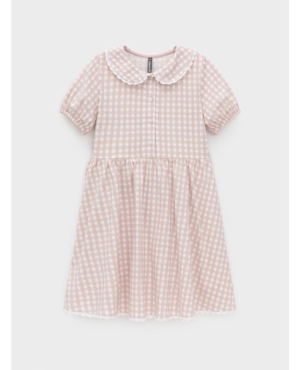 КР 5932/розовый лед,маленькая клетка к601 платье