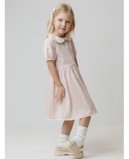 КР 5932/розовый лед,маленькая клетка к601 платье