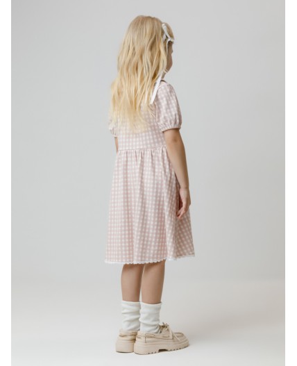 КР 5932/розовый лед,маленькая клетка к601 платье