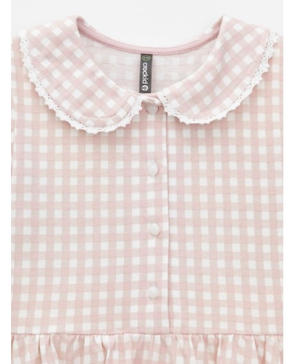 КР 5932/розовый лед,маленькая клетка к601 платье