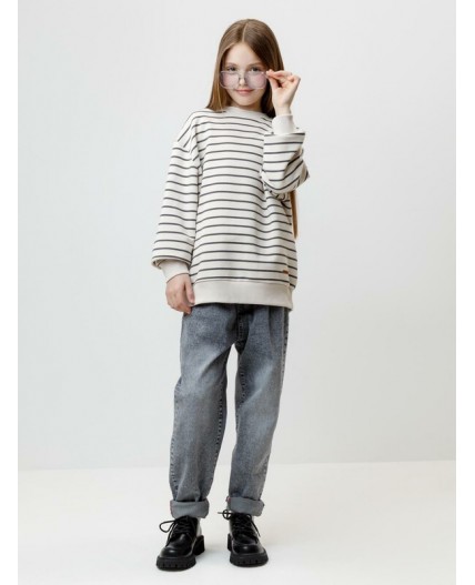 КР 302873/молочный,тем.серый,полоска к623 джемпер (свитшот)