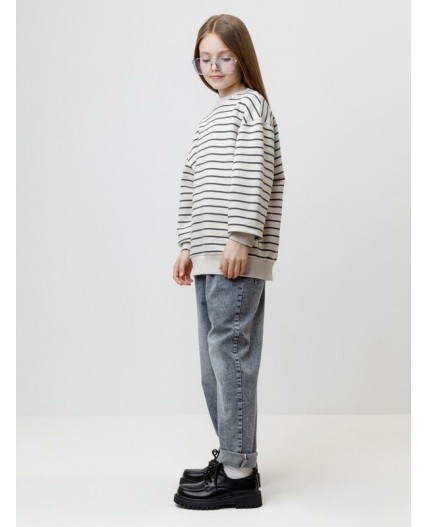 КР 302873/молочный,тем.серый,полоска к623 джемпер (свитшот)