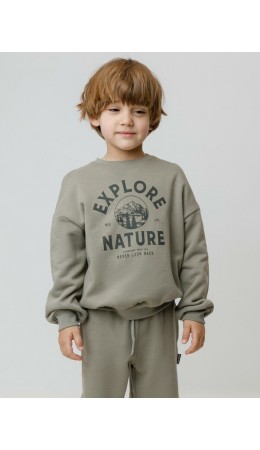 КР 302782/темно-оливковый к652 джемпер (свитшот)