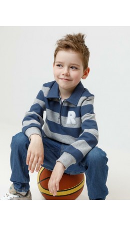 КР 302795/серый меланж,синий,полоска к616 джемпер (свитшот)