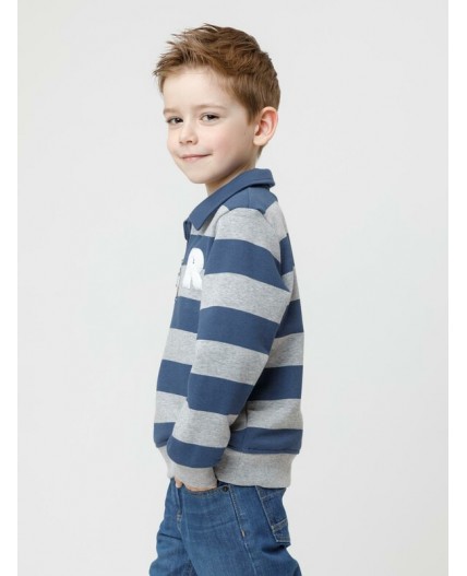 КР 302795/серый меланж,синий,полоска к616 джемпер (свитшот)