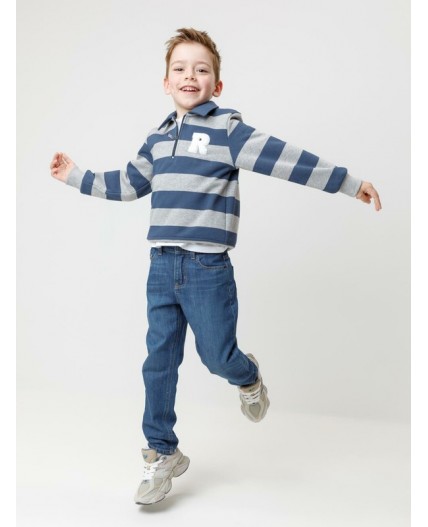 КР 302795/серый меланж,синий,полоска к616 джемпер (свитшот)