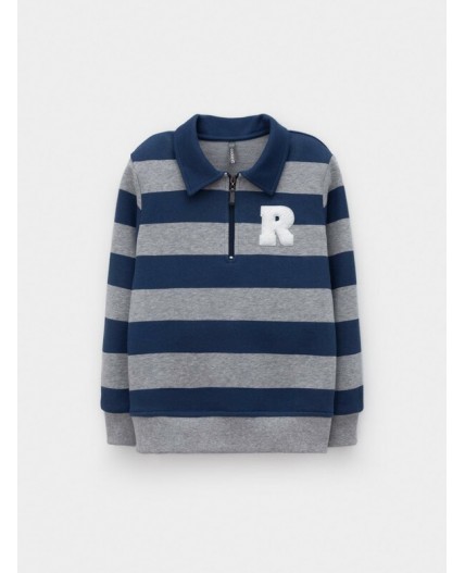 КР 302795/серый меланж,синий,полоска к616 джемпер (свитшот)