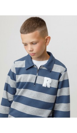 КР 302795/серый меланж,синий,полоска к618 джемпер (свитшот)