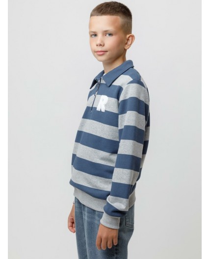 КР 302795/серый меланж,синий,полоска к618 джемпер (свитшот)