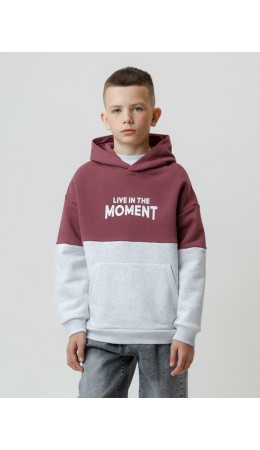 КР 302214/коричневый,св.серый меланж к634 джемпер (худи)