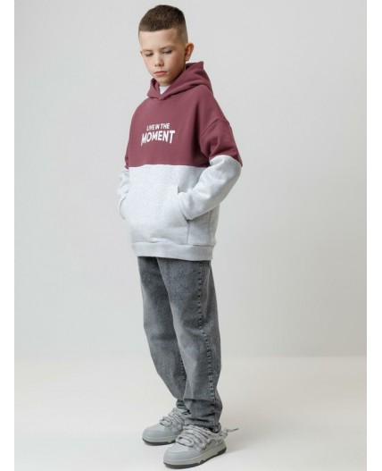 КР 302214/коричневый,св.серый меланж к634 джемпер (худи)