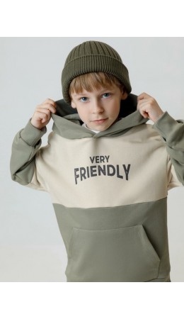 КР 302916/бежевый,хаки к642 джемпер (худи)