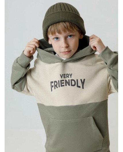 КР 302916/бежевый,хаки к642 джемпер (худи)