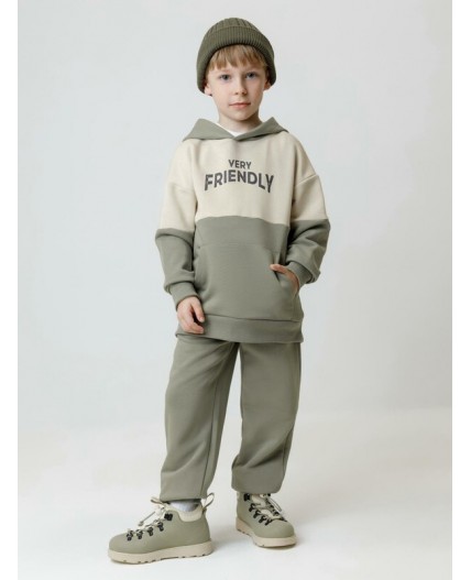 КР 302916/бежевый,хаки к642 джемпер (худи)