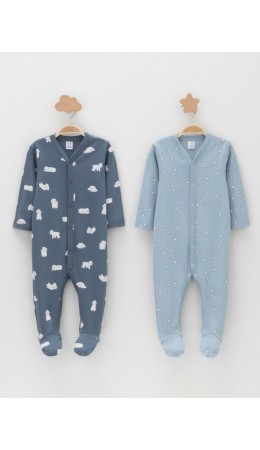 К 6025-2уп/серо-голубой Н100,синий Н052.3 набор комбинезон (слип)