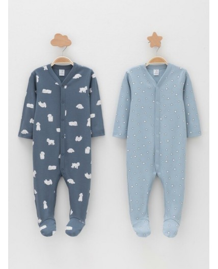 К 6025-2уп/серо-голубой Н100,синий Н052.3 набор комбинезон (слип)