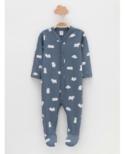 К 6025-2уп/серо-голубой Н100,синий Н052.3 набор комбинезон (слип)