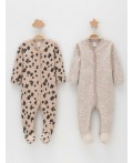К 6025-2уп/тем.бежевый Н096,бежевый Н085.1 набор комбинезон (слип)