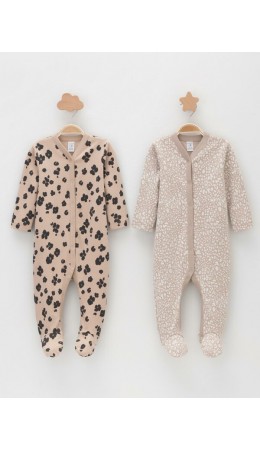 К 6025-2уп/тем.бежевый Н096,бежевый Н085.1 набор комбинезон (слип)