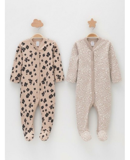 К 6025-2уп/тем.бежевый Н096,бежевый Н085.1 набор комбинезон (слип)
