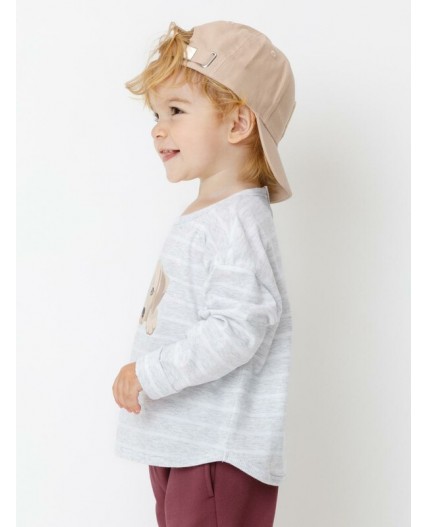 КР 302908/св.серый меланж,полоска к630 лонгслив (футболка дл.рукав)