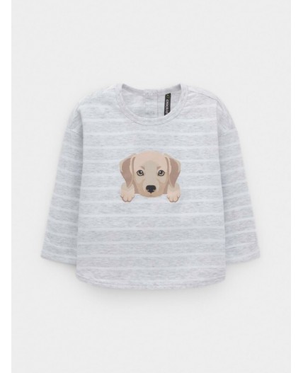 КР 302908/св.серый меланж,полоска к630 лонгслив (футболка дл.рукав)