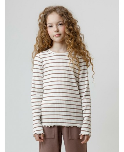 КР 302820/сахар,капучино,полоска к633 лонгслив (футболка дл.рукав)