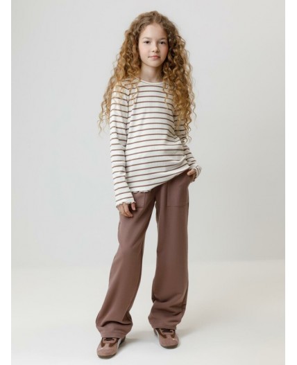 КР 302820/сахар,капучино,полоска к633 лонгслив (футболка дл.рукав)