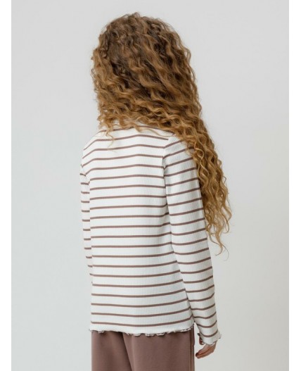 КР 302820/сахар,капучино,полоска к633 лонгслив (футболка дл.рукав)