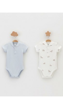 К 6543-2уп/серо-голубой 4106,молочный Н104 набор полукомбинезон (боди)