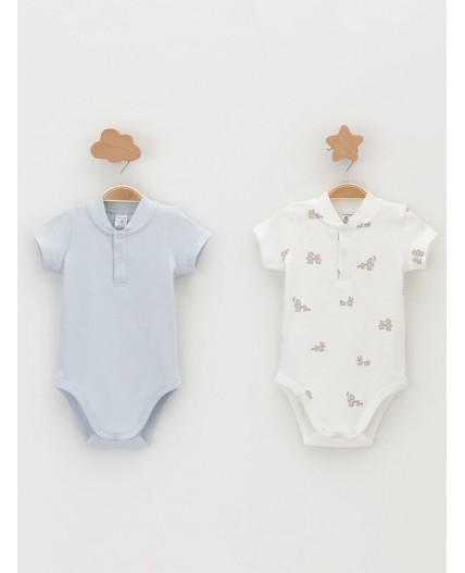 К 6543-2уп/серо-голубой 4106,молочный Н104 набор полукомбинезон (боди)