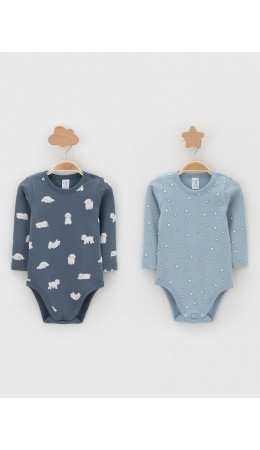 К 6087-2уп/серо-голубой Н100,синий Н052.3 набор полукомбинезон (боди)