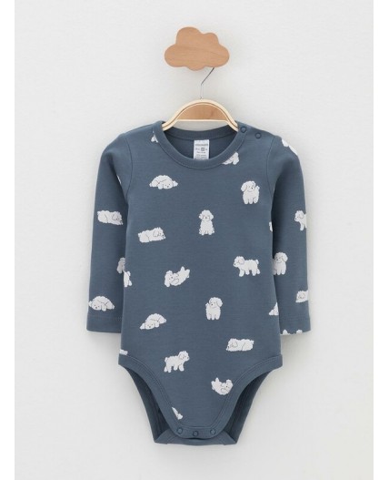 К 6087-2уп/серо-голубой Н100,синий Н052.3 набор полукомбинезон (боди)