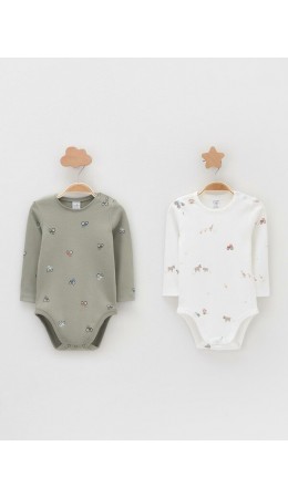 К 6087-2уп/хаки Н031.1,молочный Н103 набор полукомбинезон (боди)