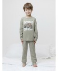 К 1606/оливковый хаки,маленькая клеточка пижама
