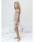 К 1645/кофейный,шотландская клетка пижама