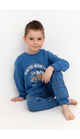 К 1567/яркий кобальт,шотландская клетка пижама